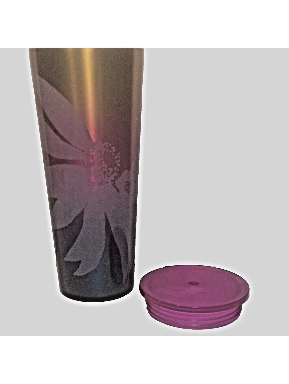 Starbucks 2022 Purple Gold Blue Gradient Floral 24oz Cold Cup Tumbler